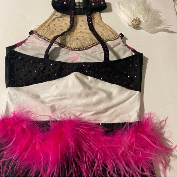 Glamour solo sassy dance costume purple pink embellished rhinestone fringe LC - Picture 7 of 9